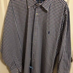 Ralph Lauren Blue and White Plaid Shirt